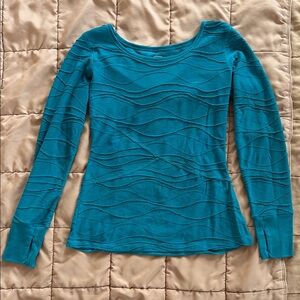 REI Teal Wave Design Long Sleeve Tee